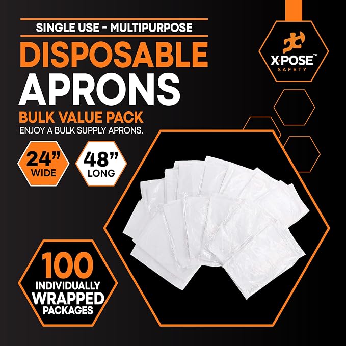 Xpose Safety 100 White Plastic Disposable Aprons - Image 3