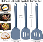 Coukre 3 Pack Silicone Spatula Set, High Heat Resistant, Fish Spatula, Solid & - Image 2