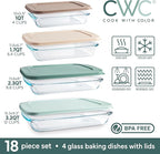 COOK WITH COLOR 8-Piece Deep Glass Baking Dish Set with Plastic Lids – - Image 3