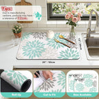 Findosom Floral Dish Drying Mat, Cuttable Drying Mat - Image 2
