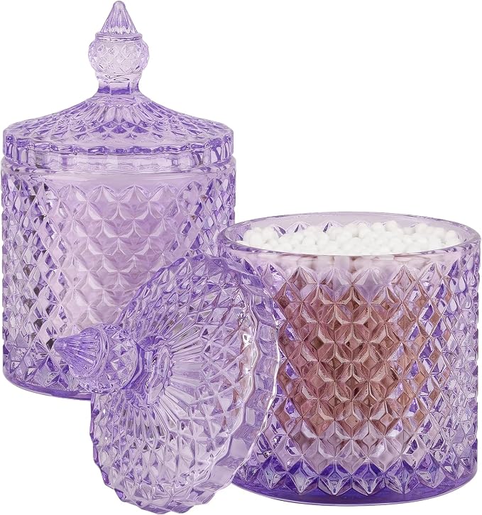 rejomiik 2 Pack Qtip Holder Thick Glass Apothecary Jars by rejomiik