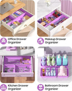 10 Pack Large Size Plastic Drawer Organizers Set, 3 Sizes Desk Drawer Organizer - Image 5