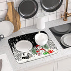 Winter Snowman Dish Drying Mat 18 X 16 in Black Microfiber Dish Pad Absorbent - Image 6