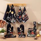12 Pcs Black Witchy Kitchen Decor Set 4 Mushroom Kitchentowels 4 Absorbent - Image 7