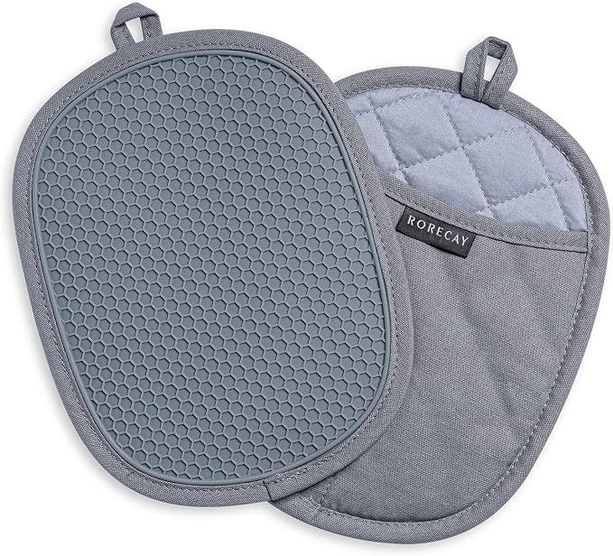 2-Pack Silicone Pot Holders for Kitchen Heat Resistant up to 500°F, Non-Slip by Rorecay