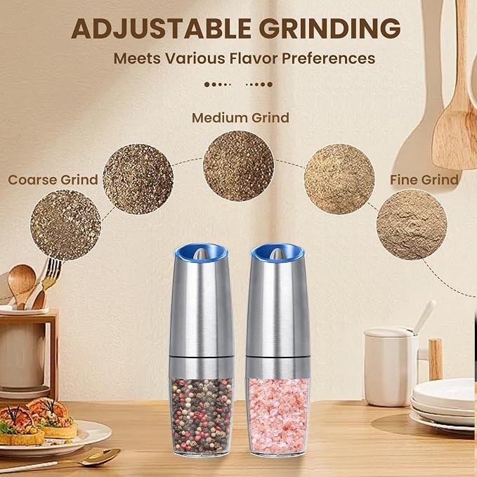 Gravity Electric Salt And Pepper Grinder Set, Automatic Salt And Pepper Grinder - Image 3