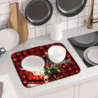 Merry Christmas Santa Claus Red Buffalo Plaid Dish Drying Mat - Image 6