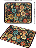 Boho Floral Dish Drying Mat for Kitchen Counter Absorbent Microfiber Flowers - Image 2