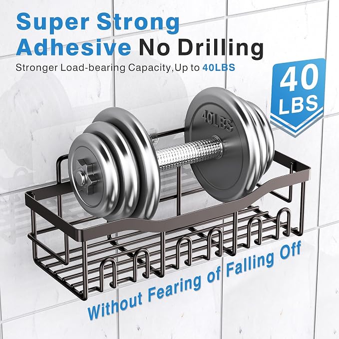 EUDELE 5-Pack Rustproof Stainless Steel Shower Caddy Set– No Drill Adhesive - Image 4