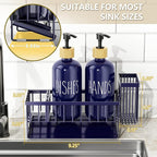 Cisily Navy Blue Kitchen Dish Soap Dispenser, 16 fl Oz Dual Kitchen Soap - Image 4