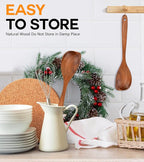 Wooden Spoons for Cooking, Natural Premium Teak Wood Corner Spoon, Good Grip - Image 6