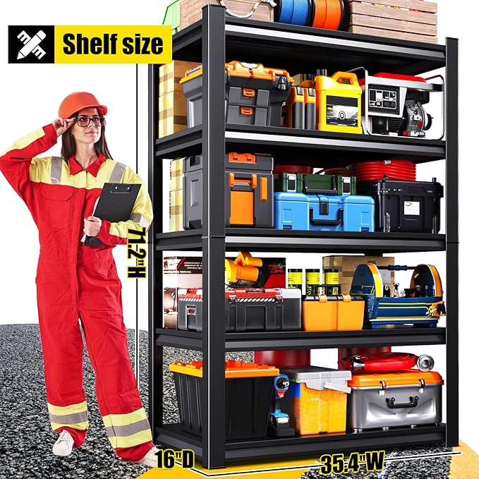 Set of 9 71"H Garage Shelving-2050LBS 5 Tier Storage Shelves, Adjustable Heavy - Image 3