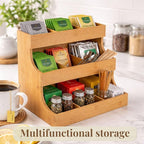 Tea bag organizer with 3-tier storage & 4 matching coasters. Fully assembled. - Image 4