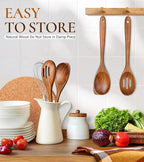 2Pcs Wooden Spoons for Cooking, Natural Premium Teak Wood Corner Spoon & - Image 6