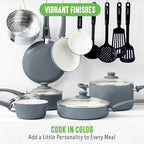 GreenLife Soft Grip Healthy Ceramic Nonstick 18 Piece Kitchen Cookware Pots and - Image 5