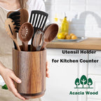 Utensil Holder, Acacia Wood Kitchen Utensil Holder - Image 3