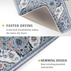 Boho Flower Dish Drying Mat Blue Bohemian Dishes Drainer Rack Mat 18x24 Inch - Image 3