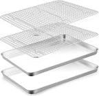 TeamFar Cookie Sheets with Cooling Racks, 17.6 x 13 x 1 Inch Stainless Steel by TeamFar