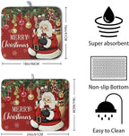 Merry Christmas Dish Drying Mat Santa Claus Kitchen Drainer Mats Microfiber - Image 2