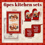 Leinuosen 6 Christmas Red Rooster Farmhouse Kitchen Decor Dish Towels Oven - Image 3