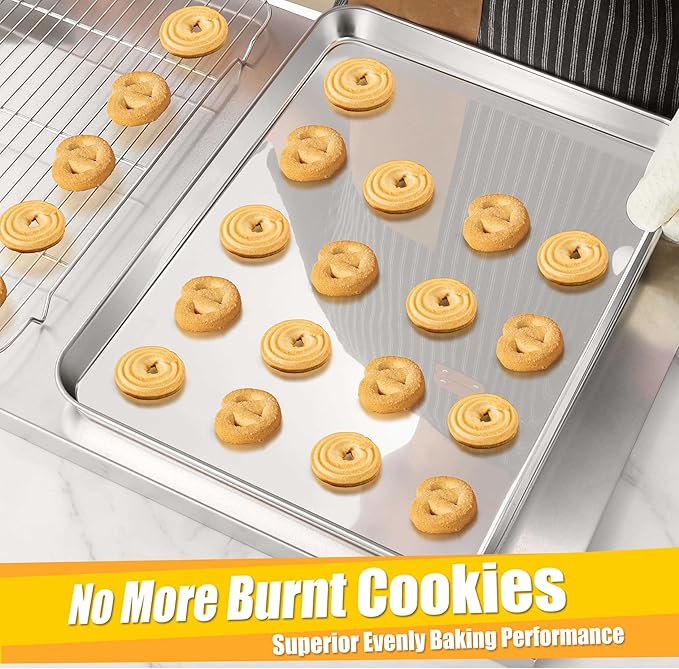 Homikit 1 Pack Baking Sheet, 18 x 13 Inches Stainless Steel Large Cookie Pan - Image 4