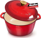 MUELLER HOME 4.5 QT Enameled Cast Iron Dutch Oven, Heavy-Duty Casserole Dish by MUELLERHOME