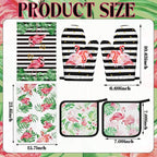Bencailor 6 Pcs Flamingo Kitchen Towels Oven Mitts and Pot Holders Set - Image 3