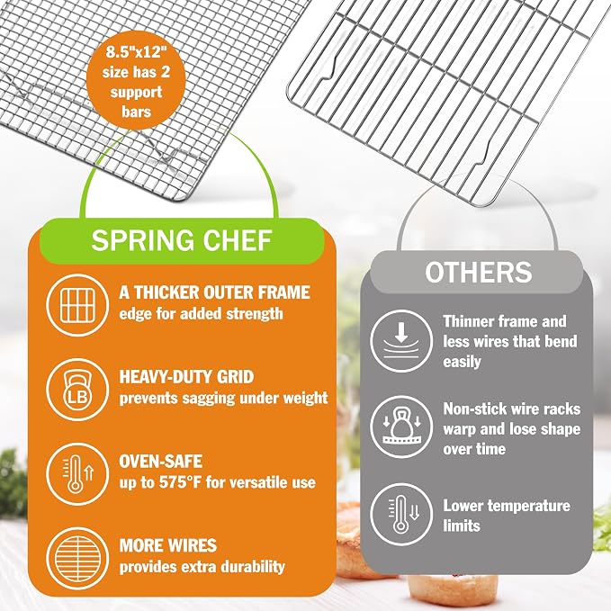 Spring Chef 8.5 x 12 Inch Stainless Steel Cooling Rack - Image 4