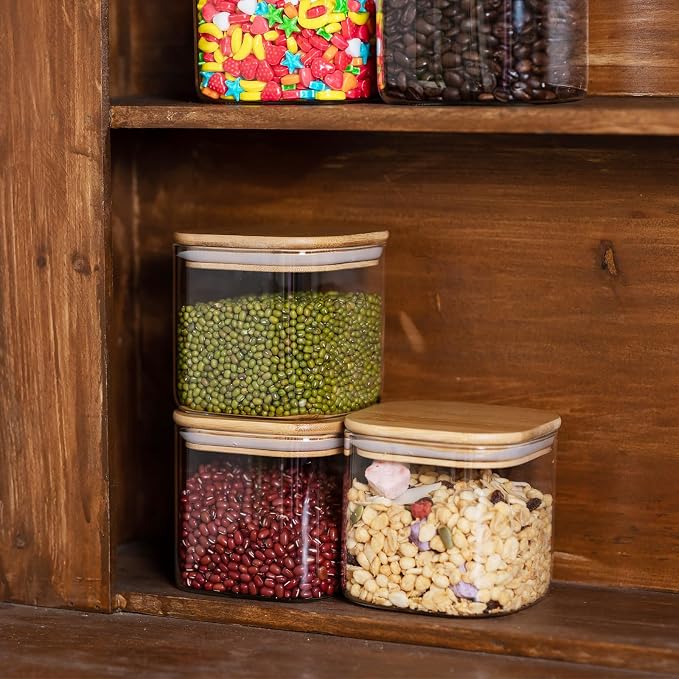 Glass Food Storage Jars 27oz Set of 6, Glass Storage Containers Clear Glass - Image 5