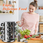 DOUBLE 2 C Revolving Countertop Spice Rack Stainless Steel Seasoning Storage - Image 7
