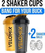 VELOMIX -2 Pack- 28 oz Protein Shaker Bottles - Image 2