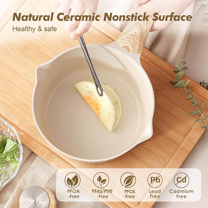 SENSARTE 1.5 & 2.5 Quart Ceramic Sauce Pan Sets - Image 2
