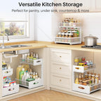 Under Sink Organizer, 2 Pack 2 Tier Pull Out Under Cabinet Organizer Shelf - Image 8