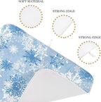 Christmas Dish Drying Mat 18x24 Inch Blue White Snowflake Winter Drying Mat - Image 3