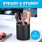 Cooler Kitchen Black Rotating Extra Large Stainless Steel Utensil Holder Caddy - Image 4