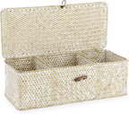 Hipiwe Seagrass Storage Basket Bin 3 Sections Hand-Woven Wicker Baskets by Hipiwe
