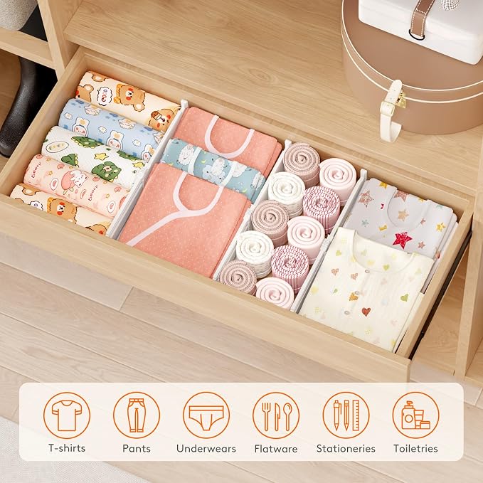 Lifewit 4" Tall 9 Pack Drawer Dividers, 27-42cm/10.5-16.5" Expandable Drawer - Image 9