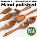 Natural Teak Kitchen Cooking Utensil Set - Image 4