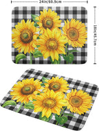 Sunflower Dish Drying Mat for Kitchen Counter Black White Buffalo Plaid - Image 2