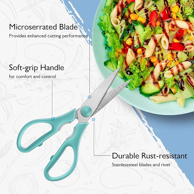 Light Green Kitchen Shears, Rkqoa Kitchen Scissors Heavy Duty Cooking Scissors - Image 4