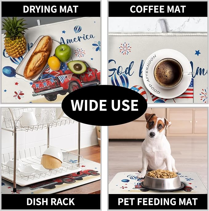 4th of July Drying Mat for Kitchen Counter 18 x 24 Inch US Independence Day - Image 7