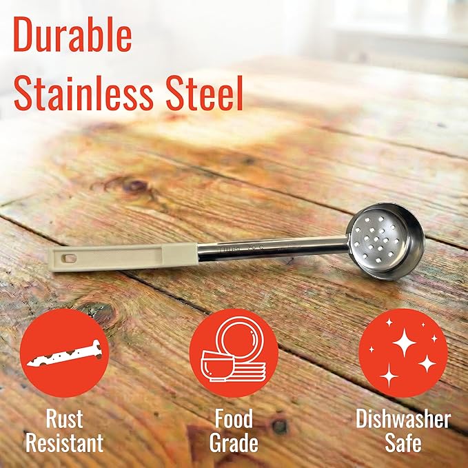 3 Ounce Slotted Stainless Steel Portion Control Ladle Spoon - Image 3