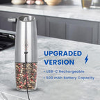 UNNEES Rechargeable Electric Salt and Pepper Grinder, gravity electric salt and - Image 2