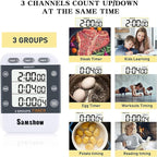 Digital Kitchen Timers for Cooking Triple Timer Count UP/Down Dual Timer Large - Image 2
