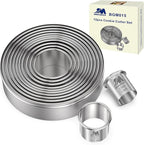 Round Cookie Biscuit Cutter Set 12 Pieces Graduated Circle Pastry Cutters 18/8 by MJINGMEI