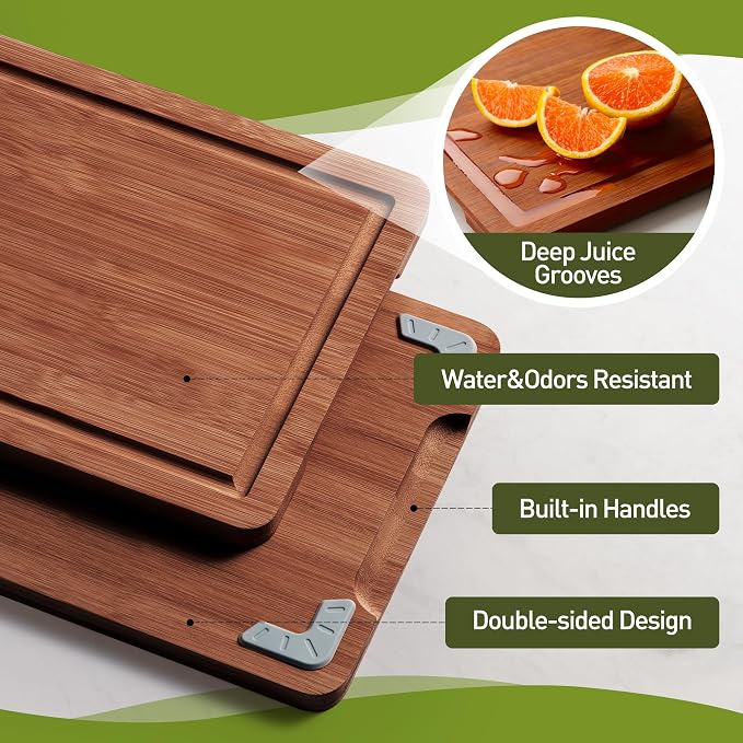 3 Packs Bamboo Cutting Board Set - Image 4