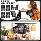 Leinuosen 8 Pcs Kitchen Towels and Oven Mitts Sets Pot Holders Dishcloths Set - Image 2