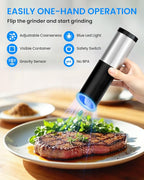 Gravity Electric Pepper and Salt Grinder Set of 2 Pack, One Hand Automatic - Image 2