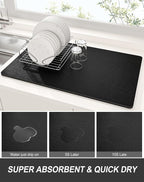 Rnivvi Dish Drying Mat for Kitchen Counter, 12 x 19" Super Absorbent Drainer - Image 3