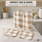 Native Fab Buffalo Plaid Check Oven Mitts and Pot Holders Set of 4, 100% Cotton - Image 4